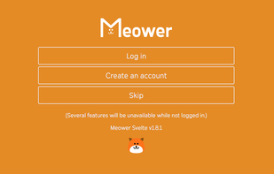 Meower Svelte client login screen