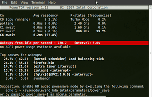 PowerTOP screenshot 1
