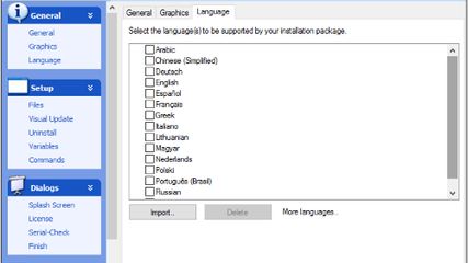Select the languages you want to be supported by your setup.