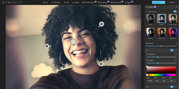 Windows Photos adds AI-powered relight and natural language search image