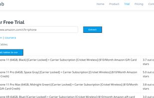 sample information automatically scraped from product listing