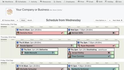 Employee Schedule screenshot for Your Company from ShiftApp.com