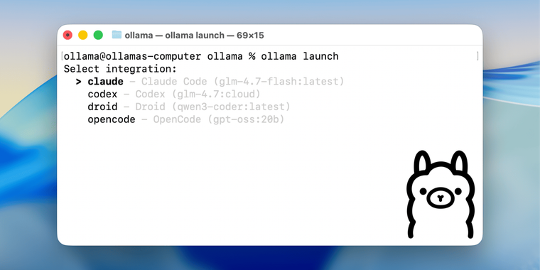 Ollama debuts 'ollama launch' to run coding tools with local or cloud models image
