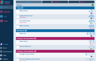 Tablet view of chores. (Homework, and To-do look very similar).