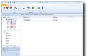 Organize your diary entries by date or by tag.
