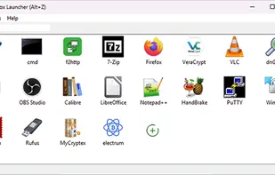 The main interface of the Portabox Launcher provides users with easy access to its core features.