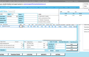 Regular Billing screen