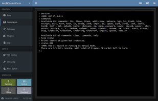 asf-ui Web-Interface for ASF (Embedded console commands view)