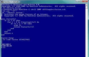 64-bit Hamilton C shell on Vista.
