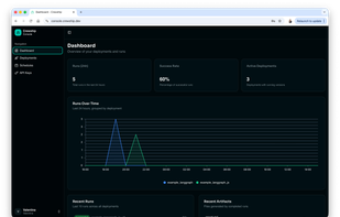 The dashboard shows the metrics about recent agent runs