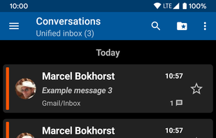 Messages view with dark theme.