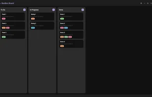 Boards (default Material Dark theme) – columns can't be renamed or added