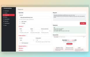 Playground to generate and test requests.