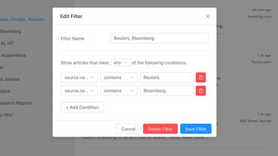 Create your own custom filters and news rooms