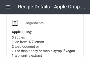 Example of what the recipe details page looks like if you create a recipe