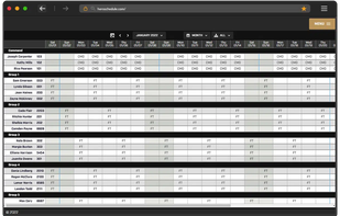 Scheduling interface of Hero Schedule.