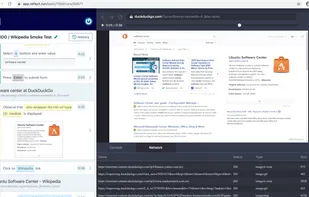 Test execution results page.