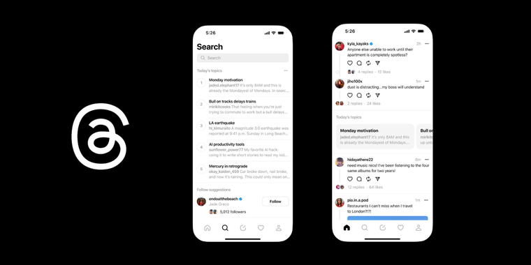 Threads launches 'Trending' feature in the US, showcasing today's popular topics image