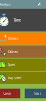 workout start screen. track current progress