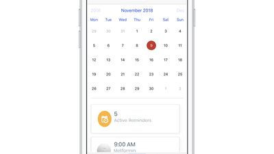 iOS Interface showing health Calendar