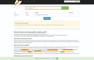 byom.de Trashmails screenshot 1