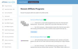 Affiliate Program Database (APDB) screenshot 1