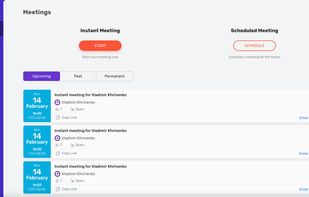 Meetings page