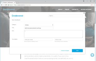 The website widget, creating a feedback