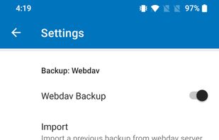 Import/Export your workouts from your own webdav server. Can also setup auto-exporting. 