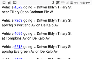 Route vehicle locations