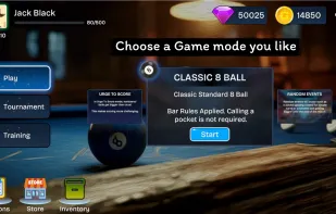 Choose from 3 different game modes when you get bored from standard 8 ball.