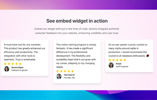 testimonials showcase on website.