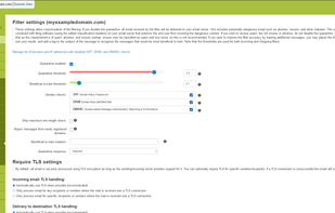 Change the filter settings to best protect your domain from spam and viruses. EuropeanMX offers you countless possibilities for this (block list, filter rules, thresholds, file restrictions, etc.).