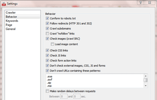 Crawler's behaviour settings