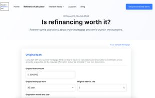Refinancing calculator form