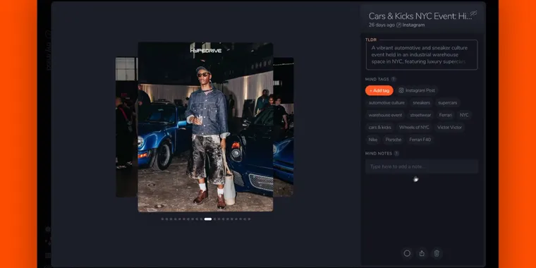 mymind introduces saving and search for Instagram gallery posts image
