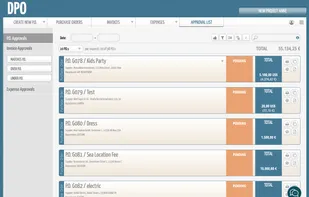 Purchase Order Approval Dashboard: Centralized view of pending purchase orders with amounts, departments, and approval status for effective pre-spend control.