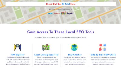 Local SEO Tools Dashboard Page.