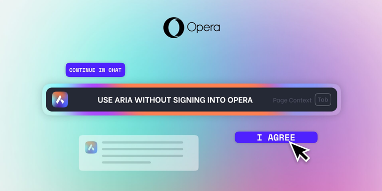Opera makes its Aria AI assistant accessible without a sign-in requirement image