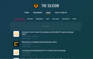 THE SILICOIN front page:
- Snapshot of the crypto market