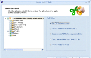 Various Options for Splitting PST File