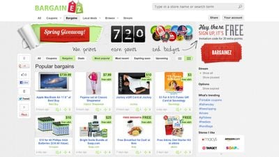 Coupons, bargains and local deals are displayed on the homepage.