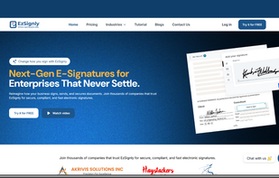 EzSignly Esignatures homepage