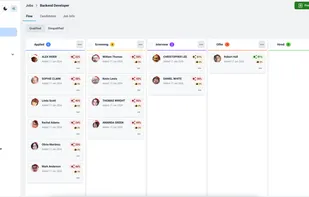 Drag-and-drop candidates through your hiring process. The Kanban view gives you an instant overview of your pipeline health, showing exactly where every applicant stands—from "New" to "Hired".