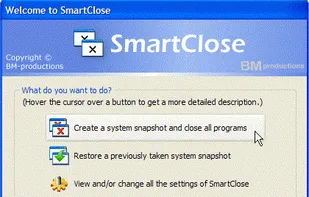 SmartClose Main Window