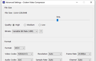 Configure compression methods and output settings