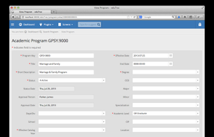 Academic Program Screen