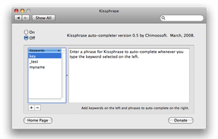 Kissphrase screenshot 1