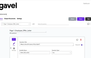First, create your questionnaire to gather the data for your documents.