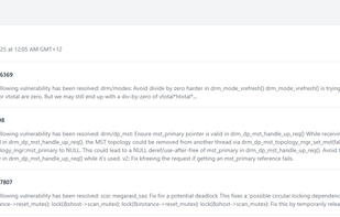 List of CVEs found for products being tracked